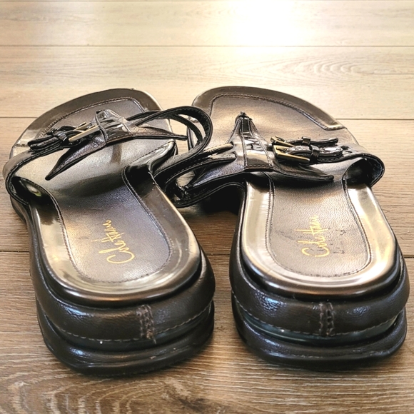 Cole Haan NikeAir Brown Bronze Patent Thong Sandals Size 8 - Picture 4 of 7